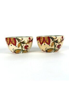 2 Vintage Pier 1 Imports Earthenware Handcrafted Carynthum Soup Cereal Bowls